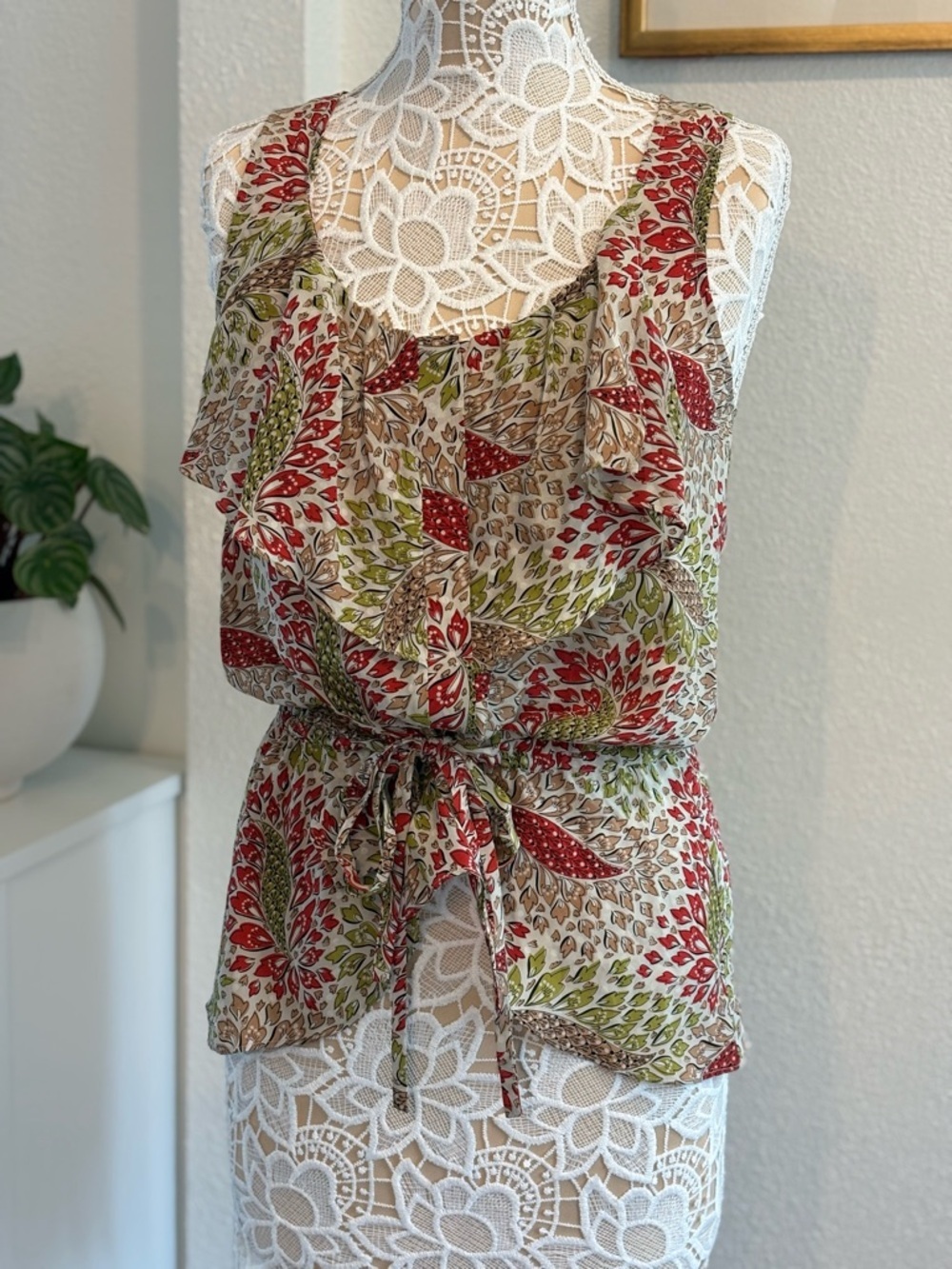Lil Silk Ruffle Peplum Top in Floral Print